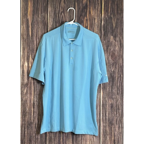 Nike Golf Mens Polo Shirt XL Blue Fit Dry Dri-FIT Argyle Texture Stretch Top - Picture 1 of 16